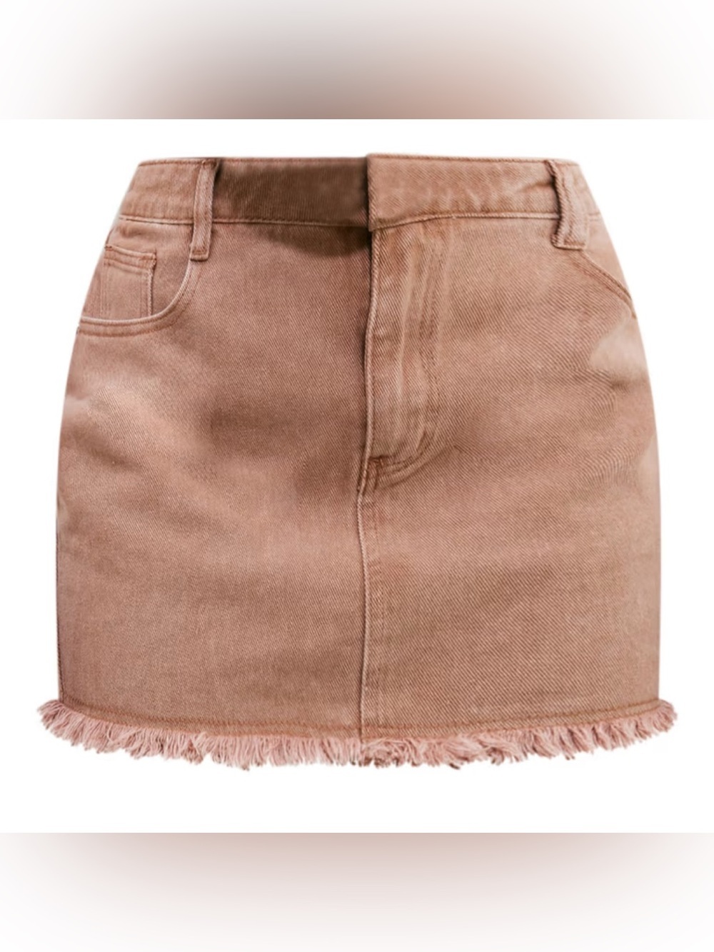 Prettylittlething Washed Oxblood Raw Frayed Hem Denim Mini Skirt Size 10